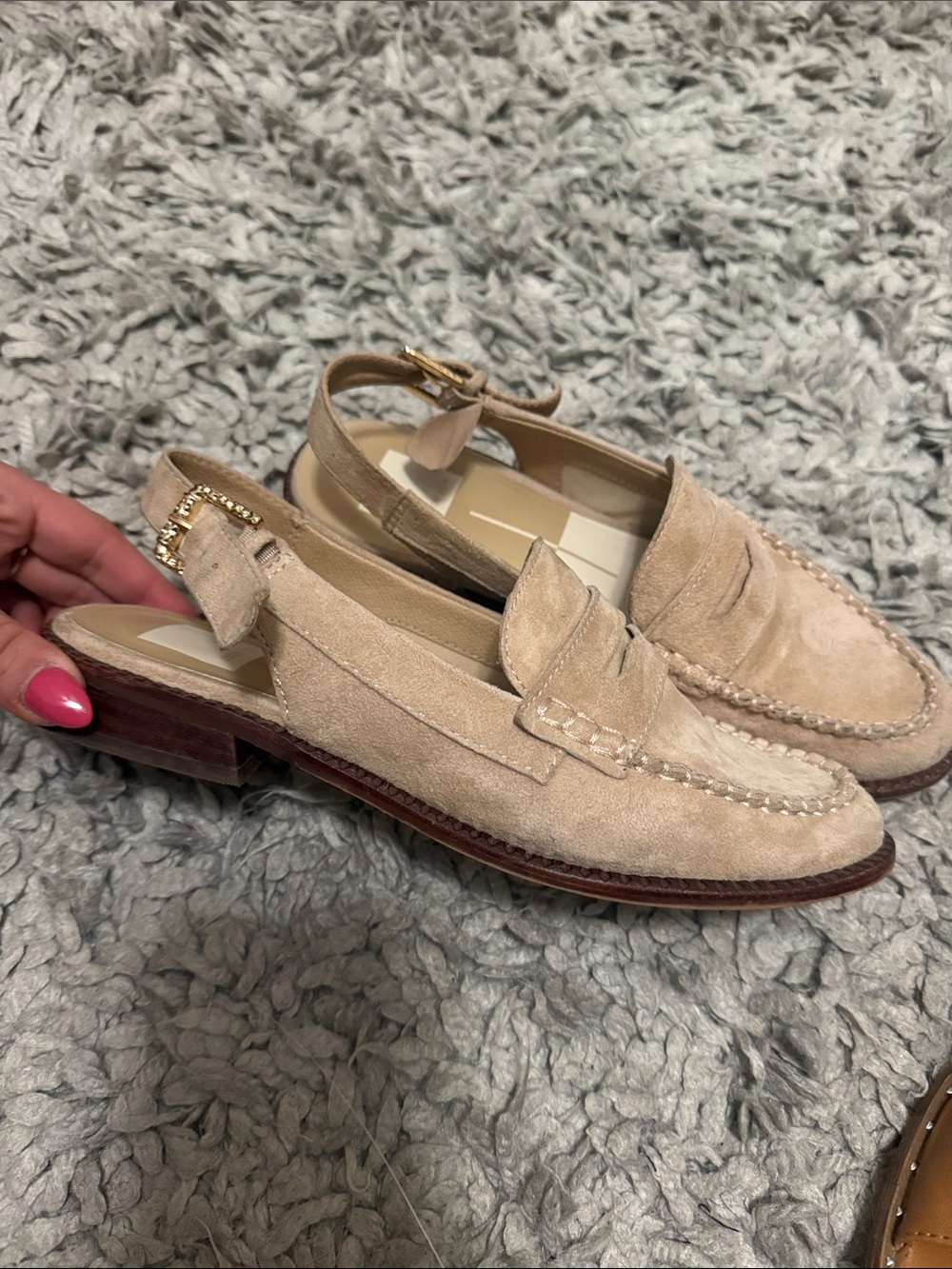 Dolce Vita Beige Suede Slingback Loafers